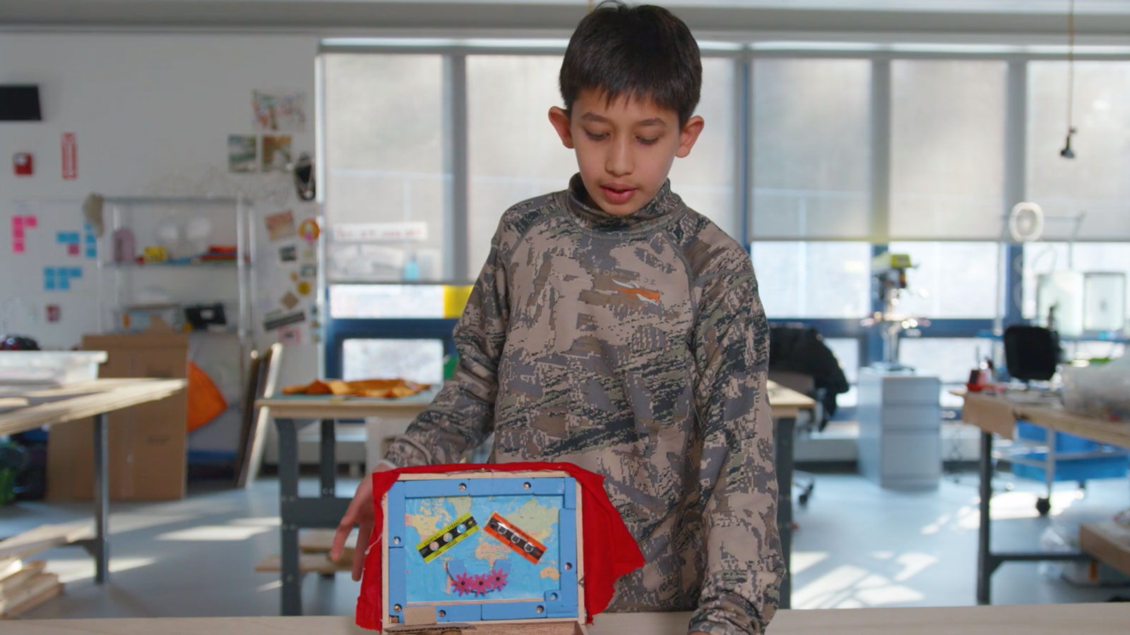 Fifth graders made identity boxes, showing parts of themselves that are not visible to others.