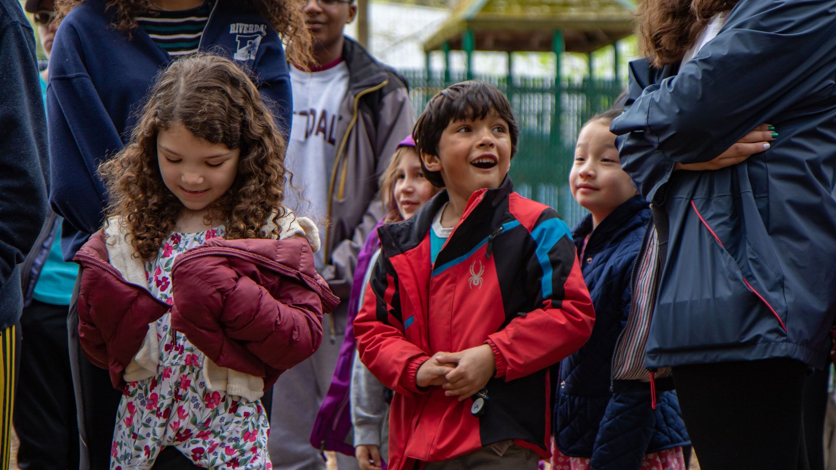 Eighth graders visit kindergarteners on the Lower School campus for a morning of outdoor activities.