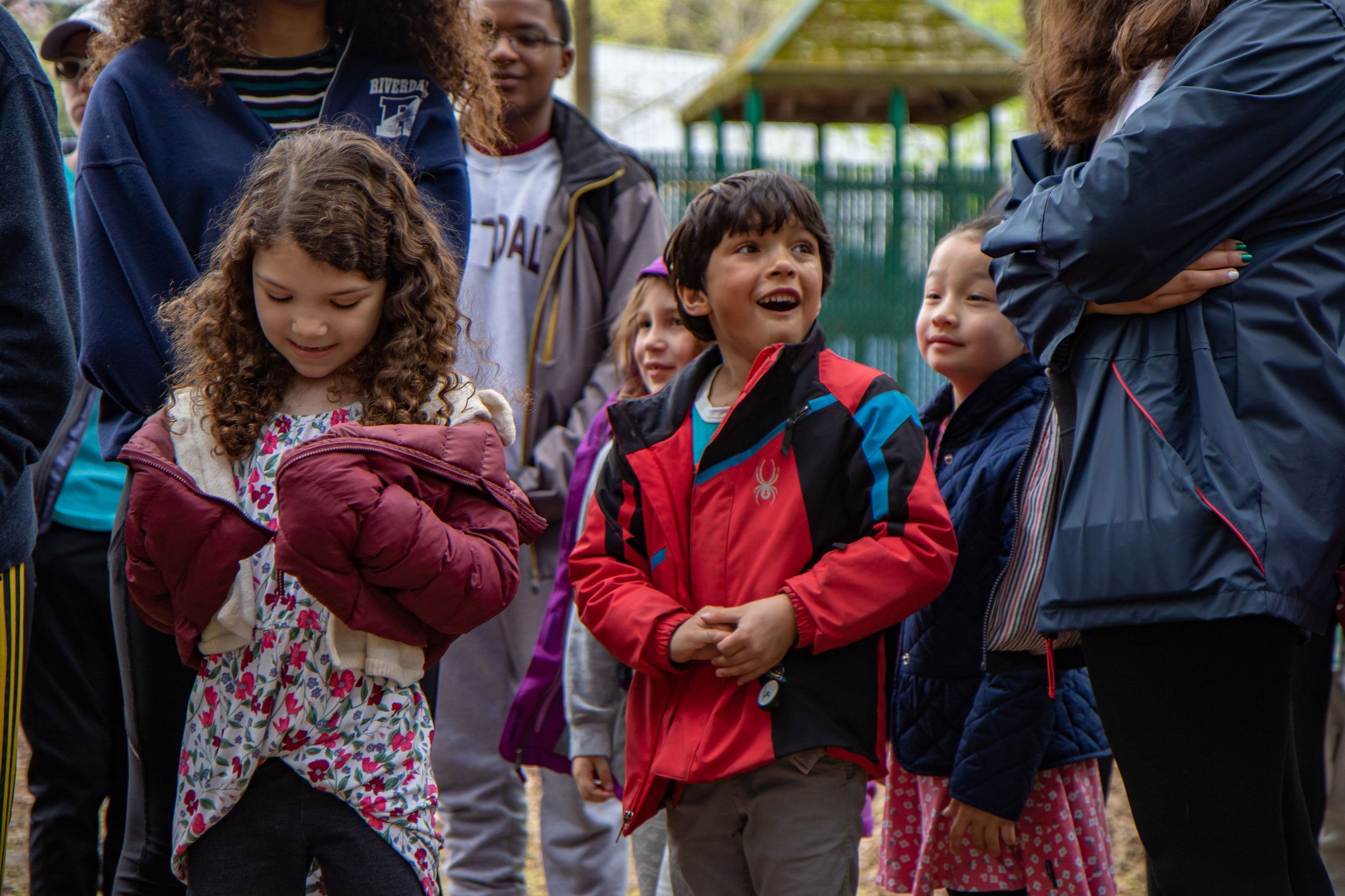Eighth graders visit kindergarteners on the Lower School campus for a morning of outdoor activities.