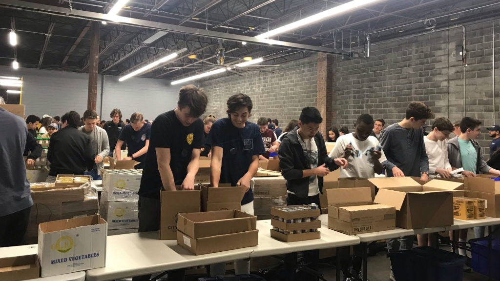 The 10th grade spent the morning at the Citymeals on Wheels distribution center in the Bronx where they packed 3,600 boxes containing 11,000 meals.