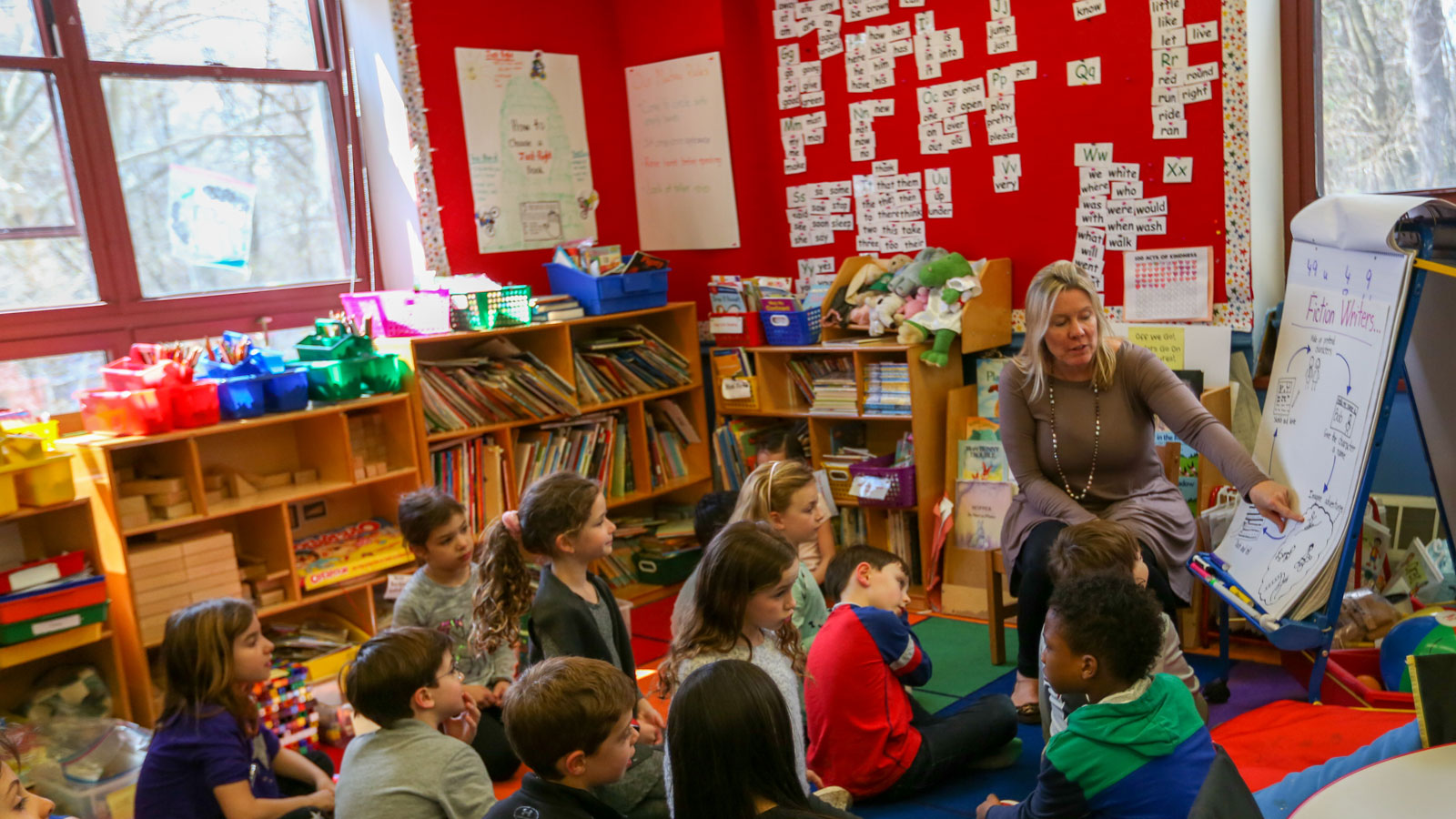 A reading lesson in a first-grade classroom.