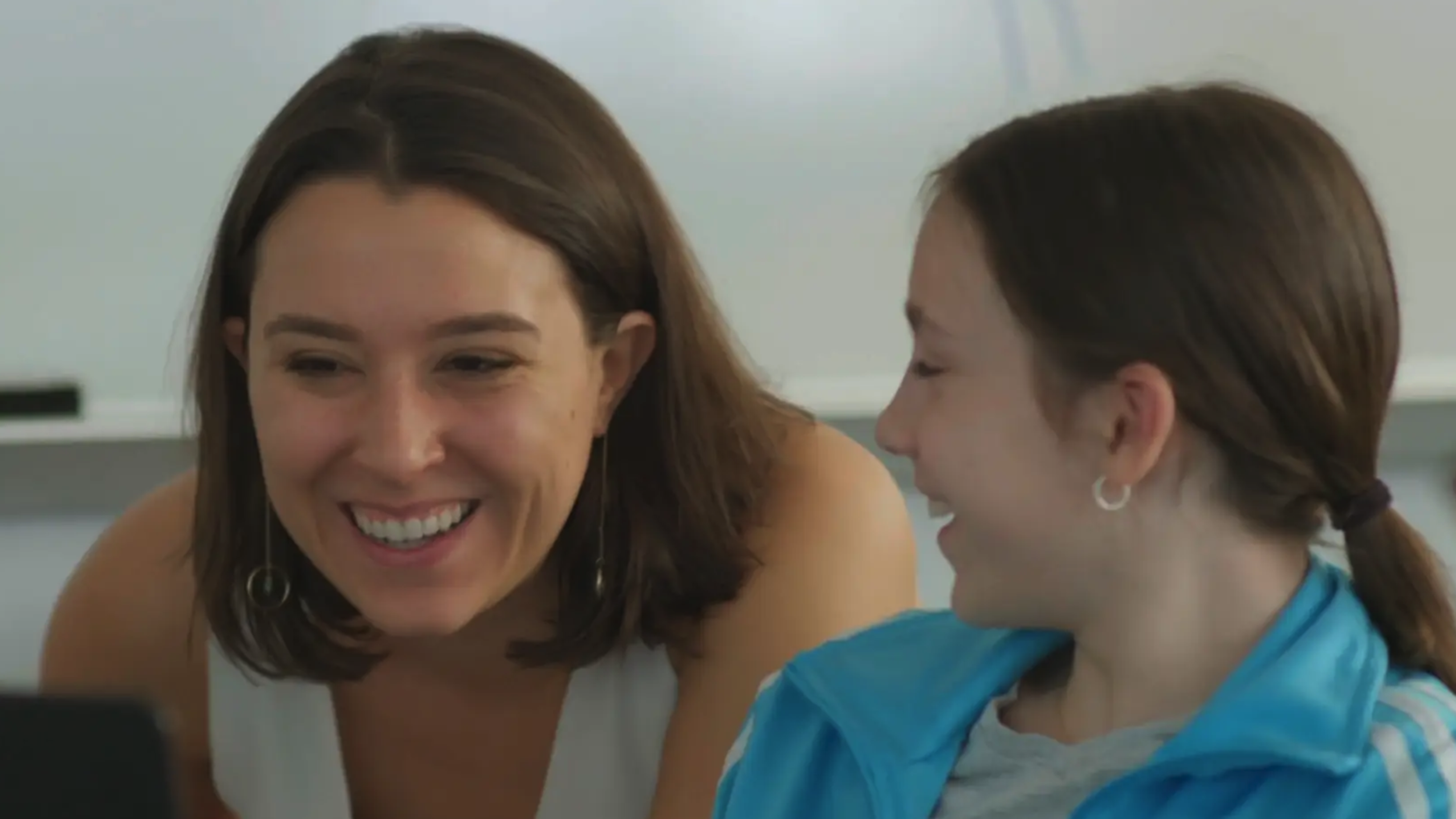 Middle School math teacher Jazmin Sherwood and a student