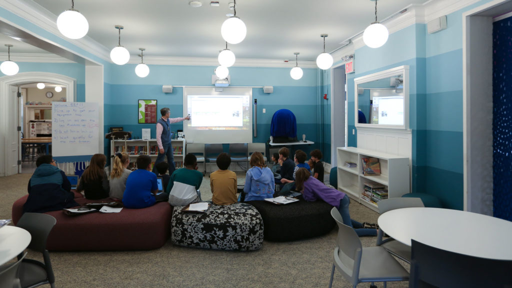 The Learning Lab has a flexible learning space/media center.