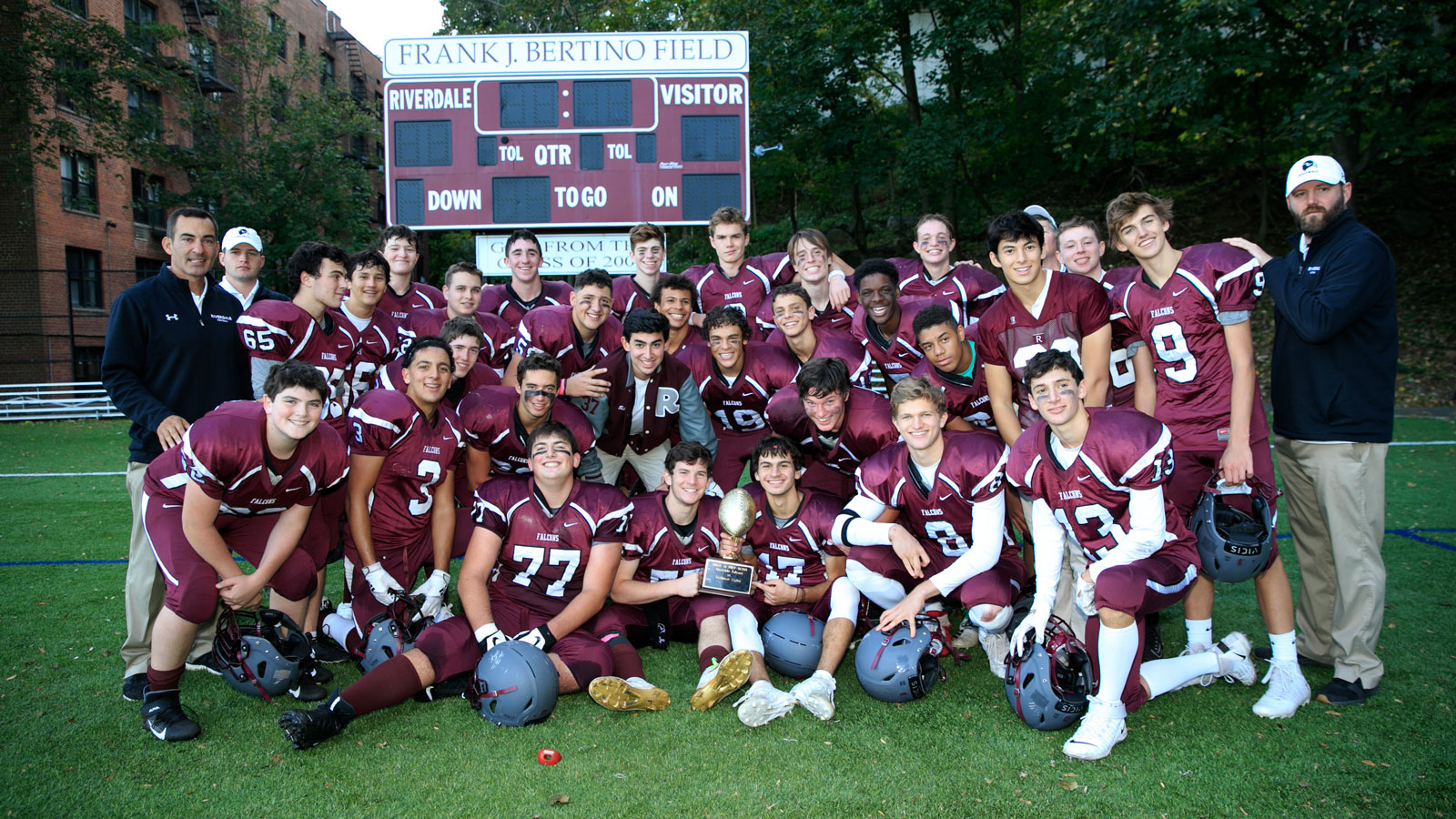 The Riverdale Falcons defeated the Fieldston Eagles in the 2019 Homecoming game and regained the "Birds of Prey" trophy for the first time since 2016.