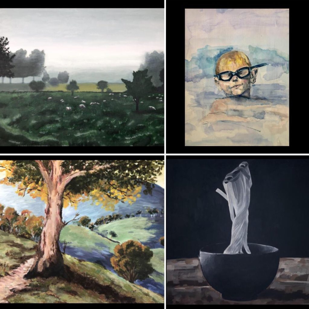 Four examples of artworks in the student arts and literary publication Impressions